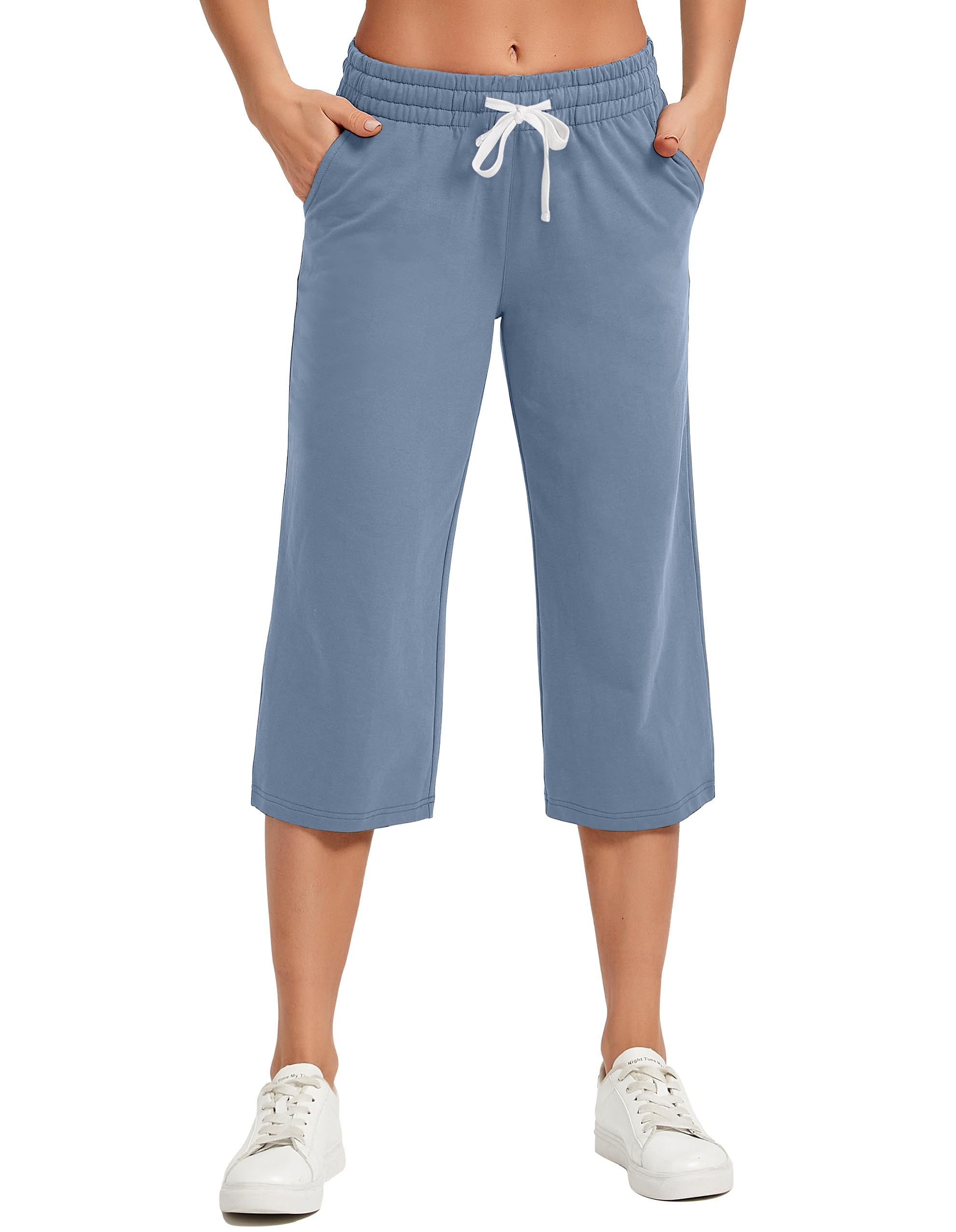 SPECIALMAGIC Women's Cotton Capri Yoga Pants - Wide Leg Lounge Pajama Pants, Sweatpants for Sports & Workout - Perfect for Yoga, Running, Gym and Casual Wear