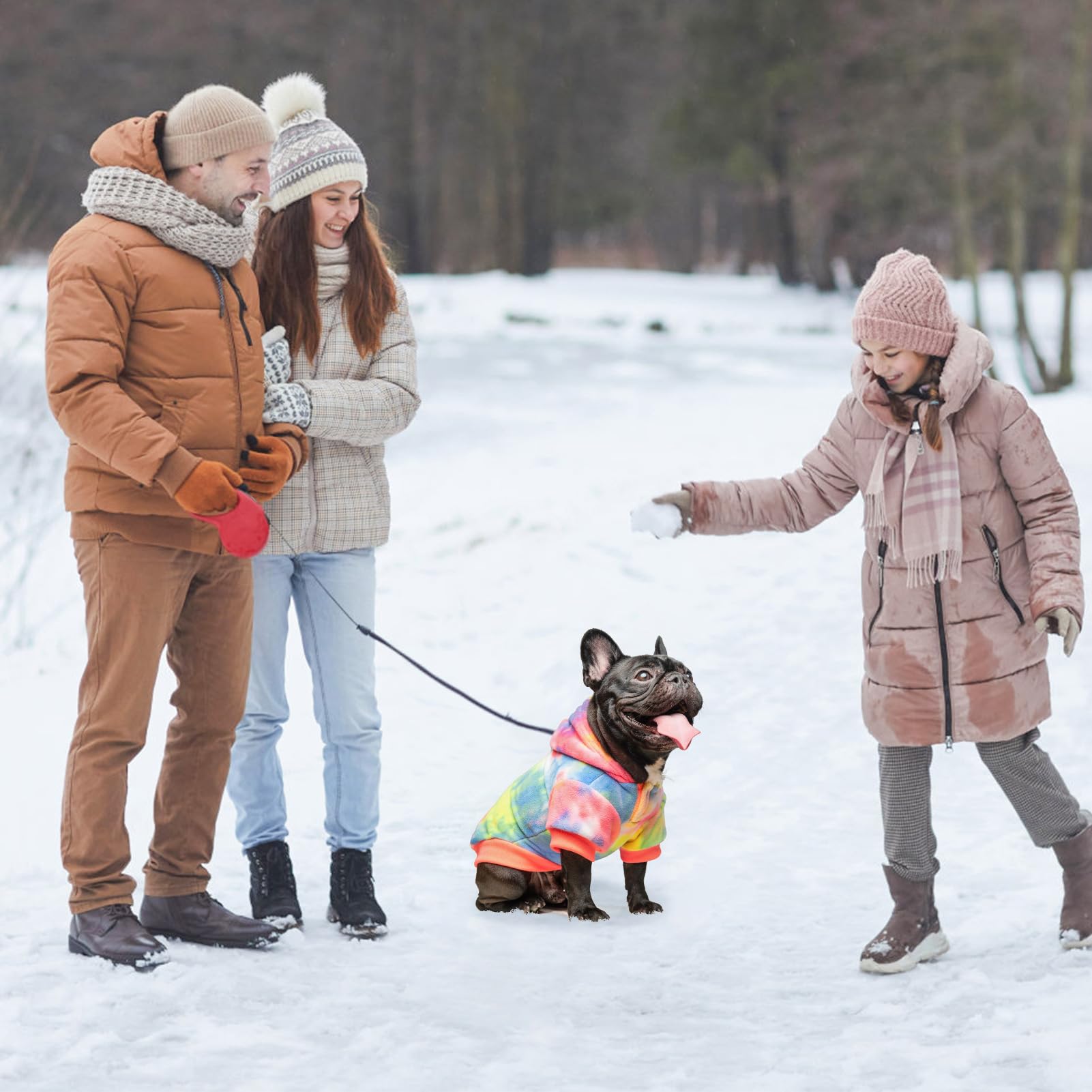 Tie Dye Dog Hoodie for Medium Dogs - Warm Fleece Sweater with Pocket for Cold Weather - Pink & Blue Winter Coat for Male & Female Pets - Perfect for Outdoor Walks & Indoor Comfort