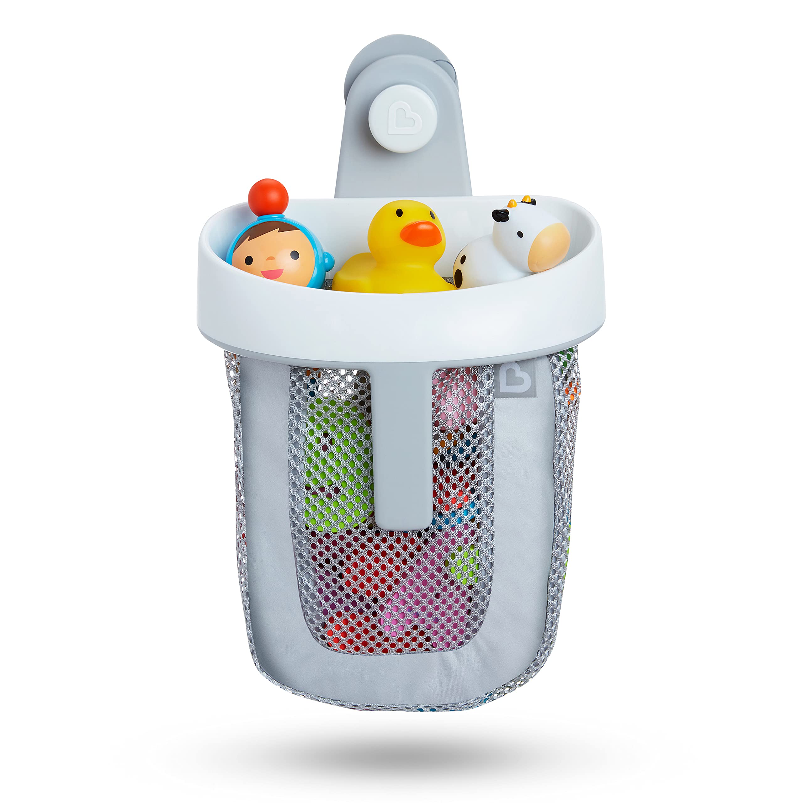 Munchkin Super Scoop Baby Bath Toy Storage Basket & Net - Removable Wall Hanging Organizer with Suction Cups | Bathroom Toy Holder for Kids | Perfect for Baby Bath Time, Shower Organization & Bathroom Storage