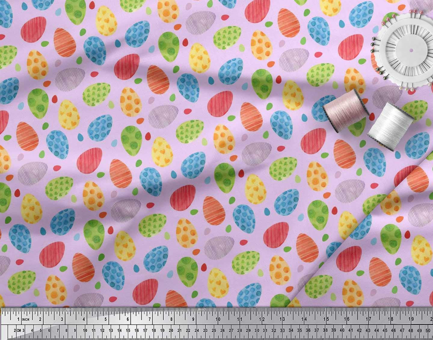 Soimoi Moss Georgette Brown Fabric by The Yard - 42 Inch Wide Easter Egg Pattern Printed Textile for DIY Crafts, Spring Decorations & Easter Celebrations | Perfect for Dressmaking, Home Decor & Seasonal Projects