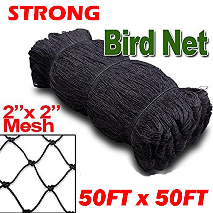 50' x 50' 2-Inch Square Mesh Heavy Duty Bird Netting - Poultry Aviary, Game Pens & Garden Protection - Durable Anti-Bird Net for Chicken Coops, Fruit Trees & Backyard Security