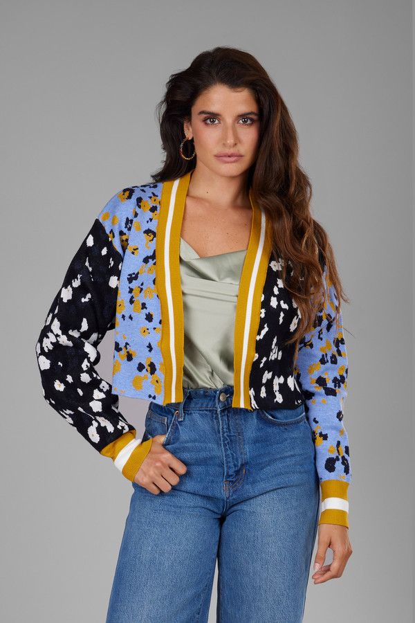 Stylish Multitone Floral Cardigan for Women - Soft Knit Open Front Sweater - Perfect for Spring Outfits, Office Wear & Casual Dates