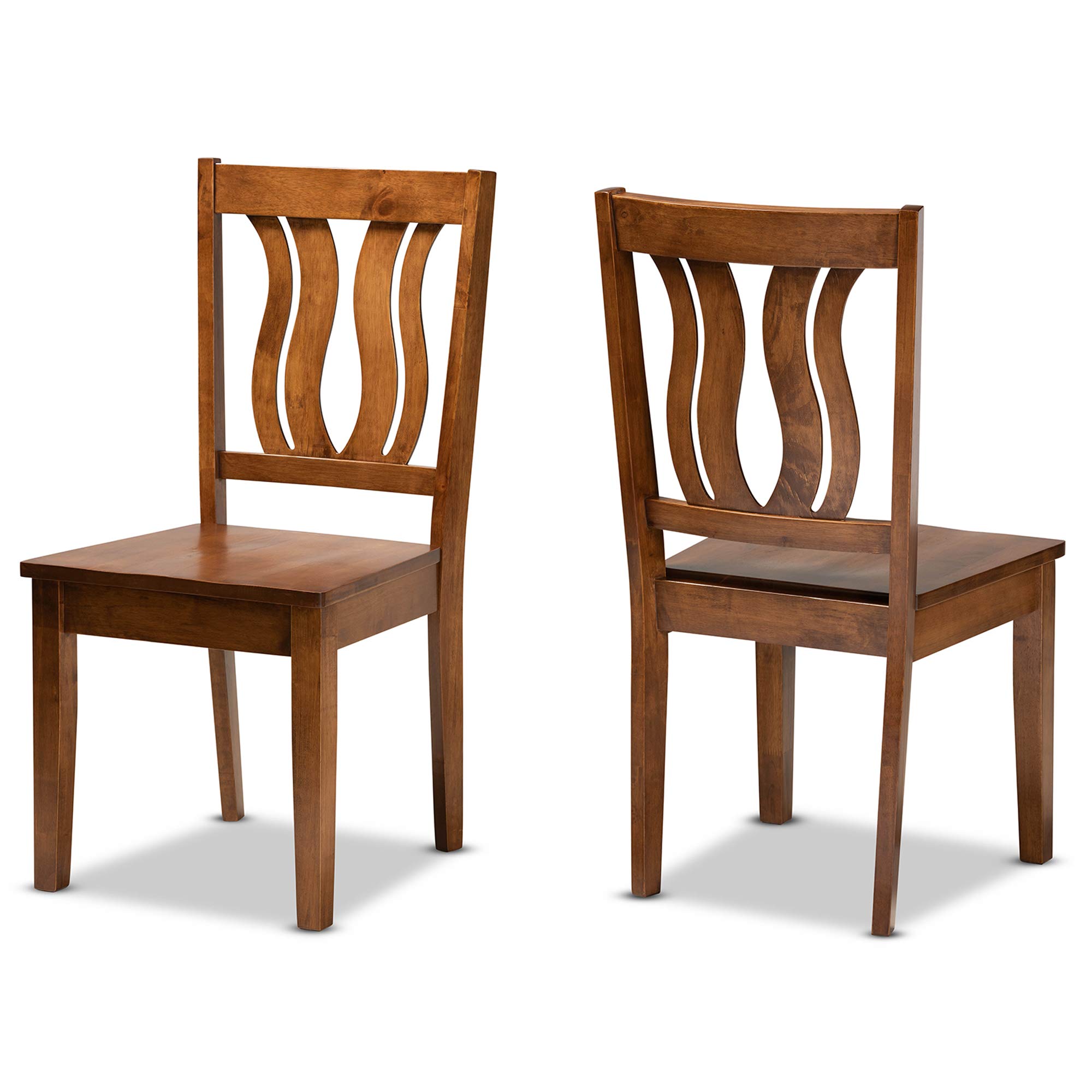 Baxton Studio Fenton Dining Chair Set of 2 - Transitional Walnut Brown Wooden Chairs for Kitchen, Dining Room & Breakfast Nook - Comfortable Wooden Seating for Home & Restaurant