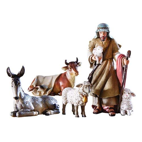 Christian Brand Beth Nights Nativity Shepherd & Animals Figurine Set - Perfect for Christmas Decorations, Nativity Scenes, and Holiday Home Décor