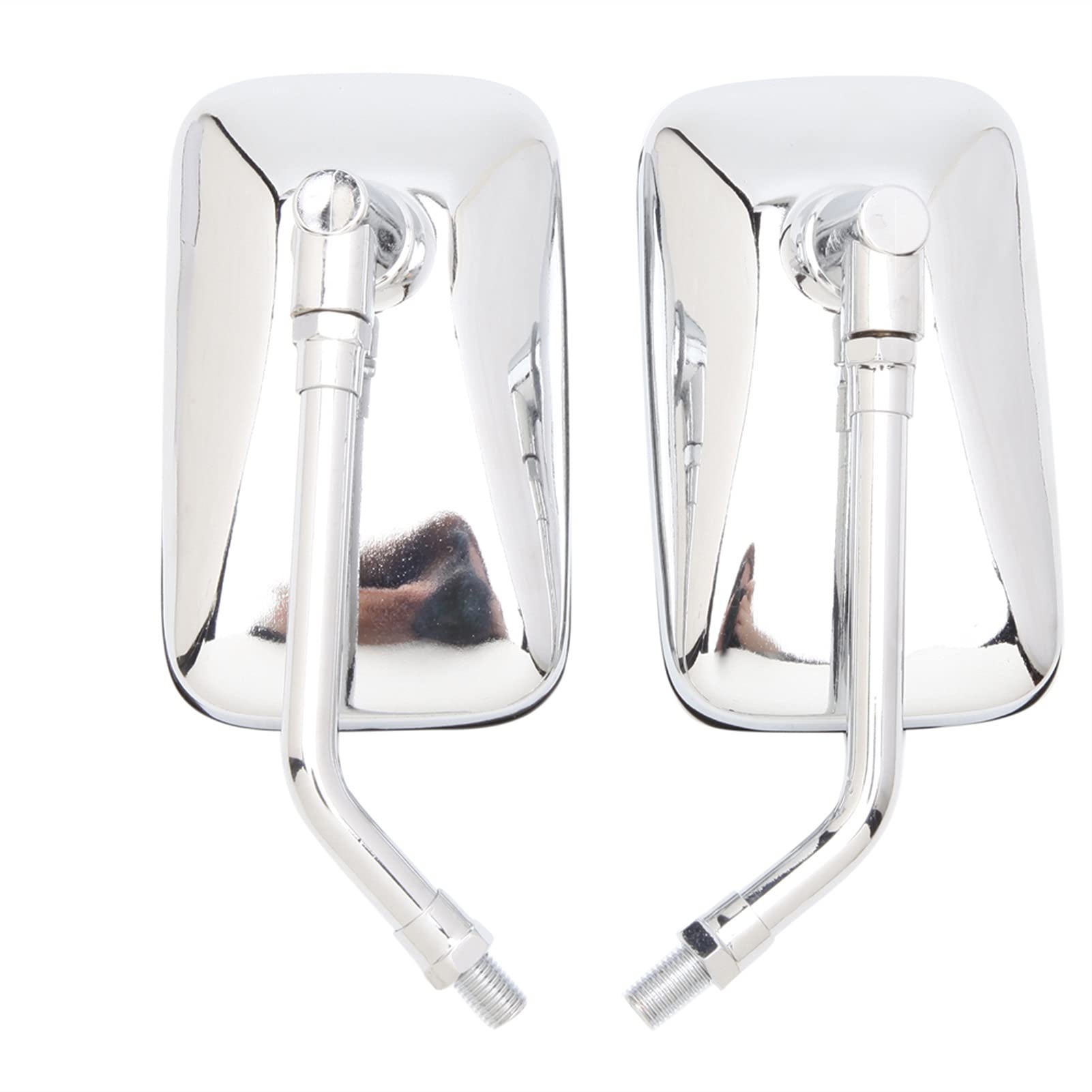 Universal 8-10mm Chrome Aluminum Motorcycle Rearview Mirrors - 1 Pair Rectangle Design for Honda Shadow Spirit 750/1100 & VTX1300/VTX1800 - Durable Bike Mirror Accessories for Enhanced Safety & Style on Cruisers & Touring Rides