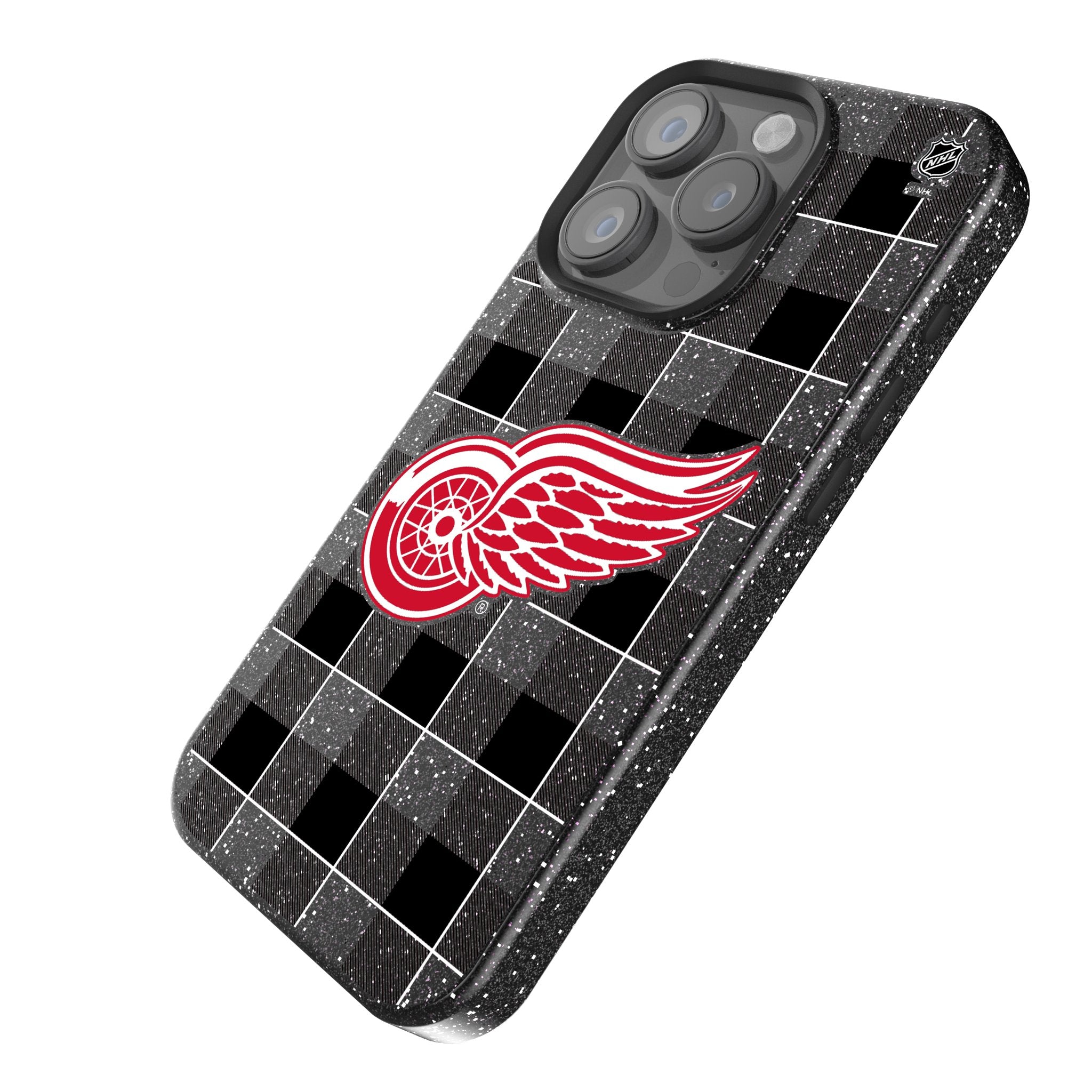 Detroit Red Wings Plaid Bling Rhinestone Phone Case for iPhone & Samsung - Stylish Protective Cover for Hockey Fans & Game Day Accessories