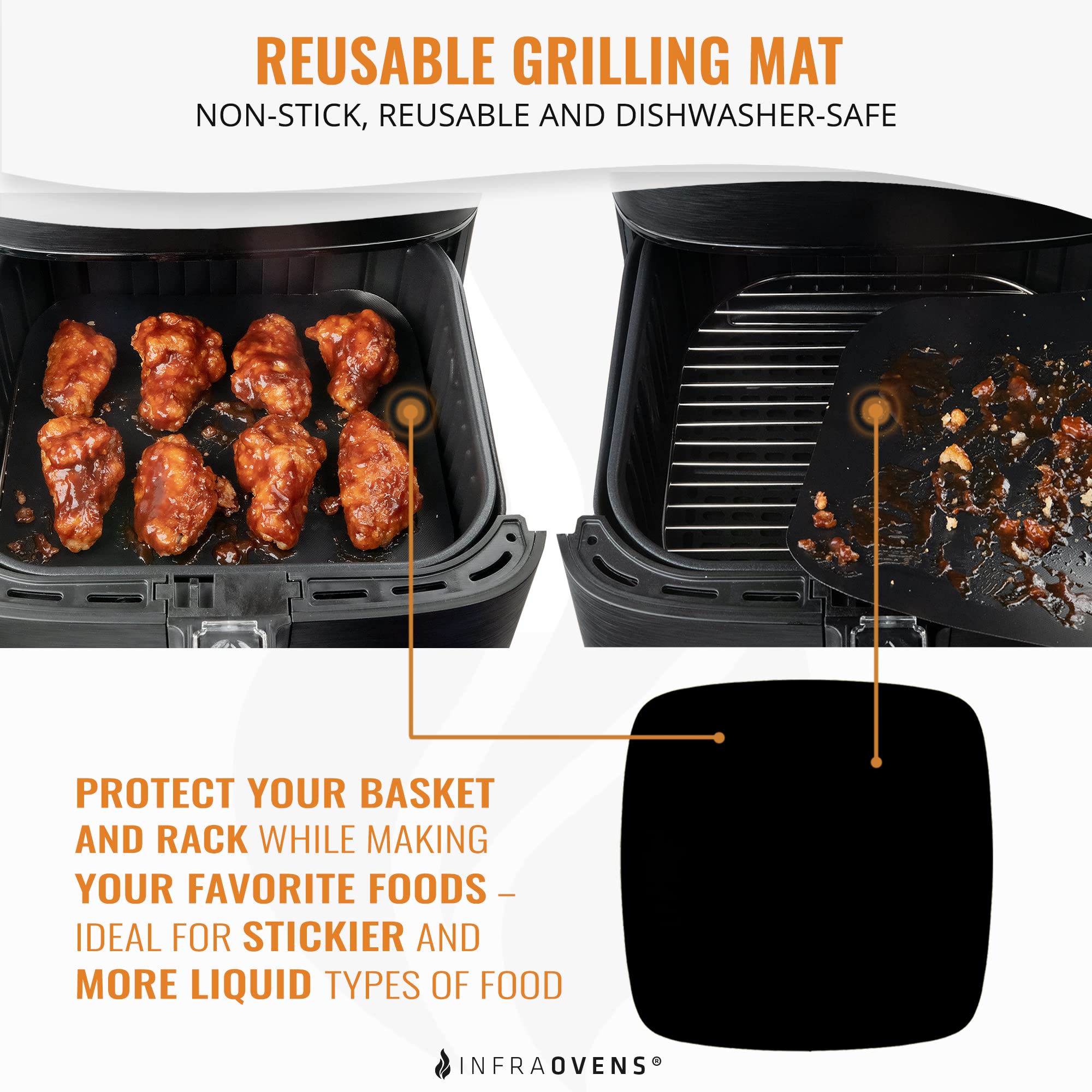 Non-Stick Air Fryer Liners Set of 3 with Silicone Mat - Reusable Heat Resistant Parchment Paper for Ninja 5-in-1, PowerXL, Ultrean & Most Air Fryers - Perfect for Healthy Cooking, Crispy Snacks & Easy Cleanup