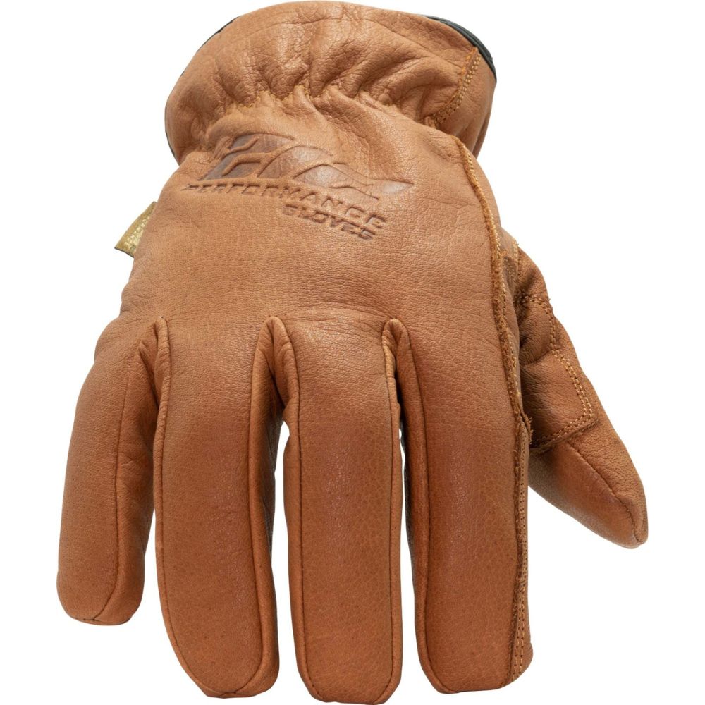 212 Performance TLDWP 0811 Fleece Lined Buffalo Leather Winter Work Gloves - Russet Brown, X-Large | Durable Cold Weather Gloves for Driving, Construction & Outdoor Activities