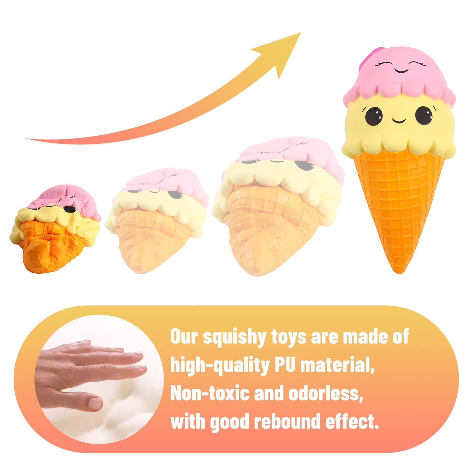 Jumbo Kawaii Squishy Ice Cream Cone - Stress Relief Toy for Kids & Adults