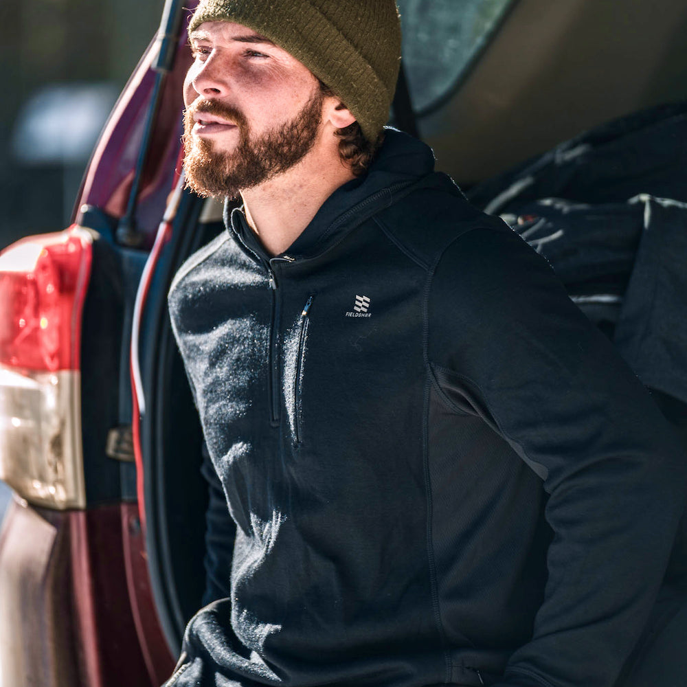 Premium Merino Wool Heated Baselayer Shirt for Men - Winter Thermal Underwear for Skiing, Hiking & Outdoor Activities