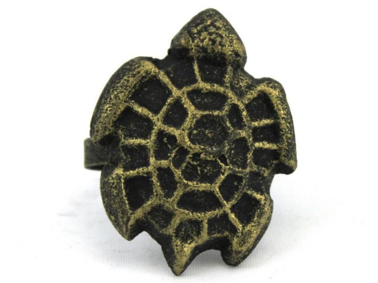 Hampton Nautical Gold Cast Iron Turtle Napkin Ring Set - 2 Inch Decorative Tableware for Beach Themed Dinner, Wedding, and Coastal Home Decor