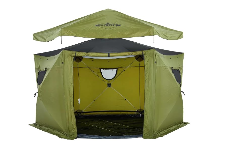 Hike Crew 13’ x 13’ Waterproof Pop-Up Gazebo Tent with Built-in Floor | 6-Sided Outdoor Canopy Shelter, Screened Roof & Cover, UV Resistant SPF 50+ | Perfect for Camping, Backyard Parties, Beach Outings & Outdoor Events