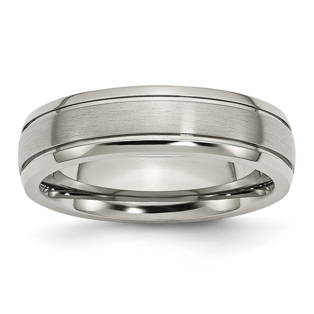 Titanium Brushed & Polished Grooved Edge 6mm Unisex Wedding Band Ring for Women & Men - Durable Comfort Fit Jewelry for Everyday Wear, Anniversary Gift & Special Occasions