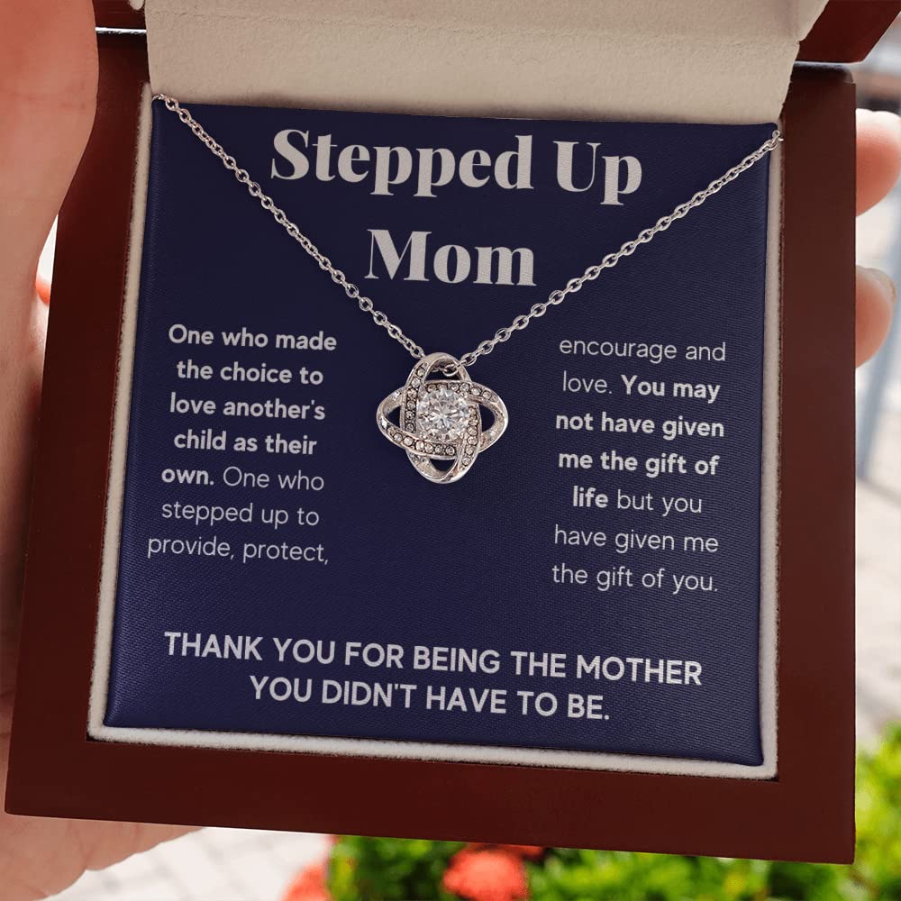 Bonus Mom Necklace Gift for Stepmom - Elegant Pendant Jewelry with Message Card & Gift Box - Perfect Mother's Day Present from Stepdaughter or Stepson - Thoughtful Keepsake for Bonus Mom on Special Occasions