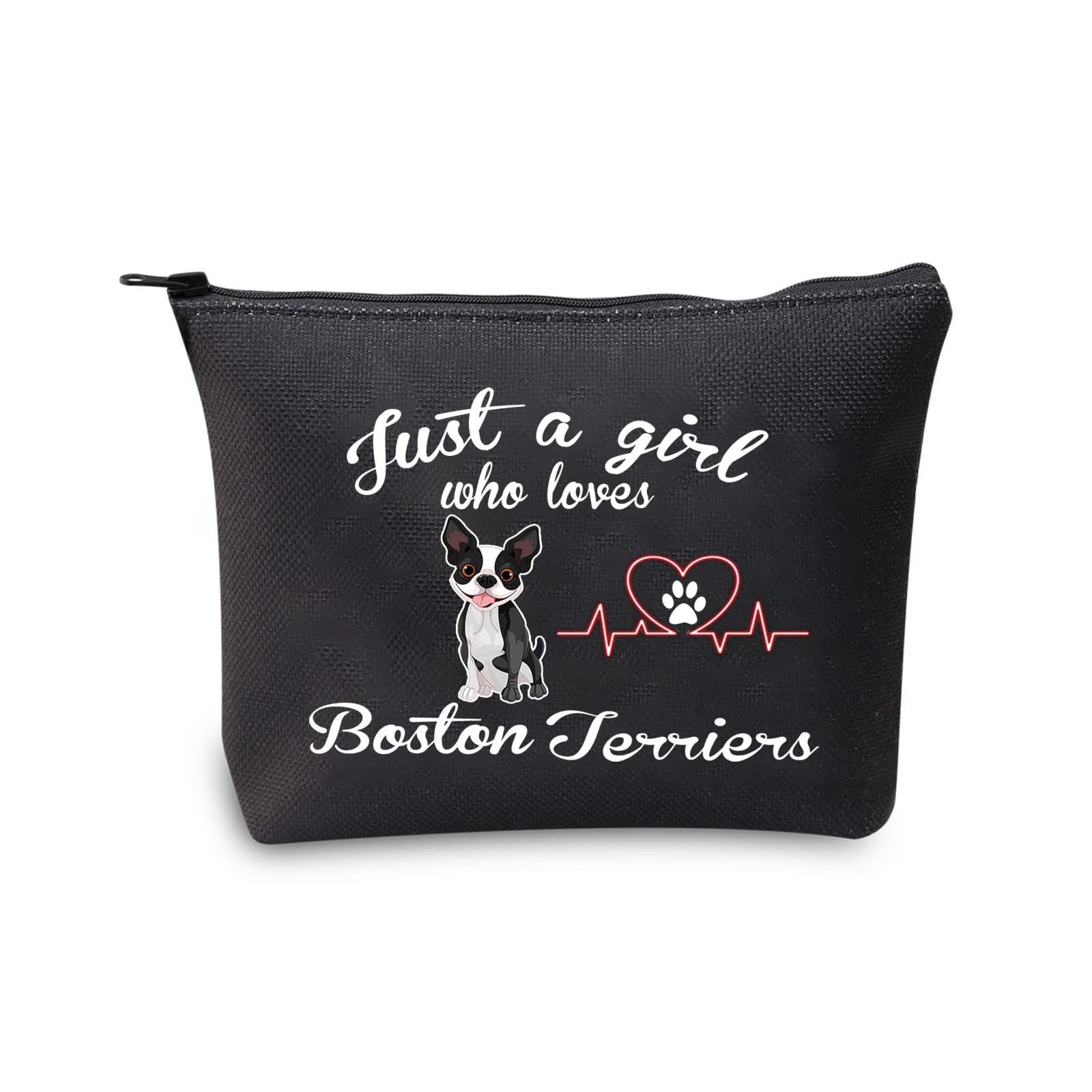 MBMSO Boston Terrier Makeup Bag - Cute Cosmetic Pouch for Dog Lovers | Travel Toiletries Organizer | Perfect Gift for Boston Terrier Owners | Black Zippered Bag for Makeup, Travel & Everyday Use