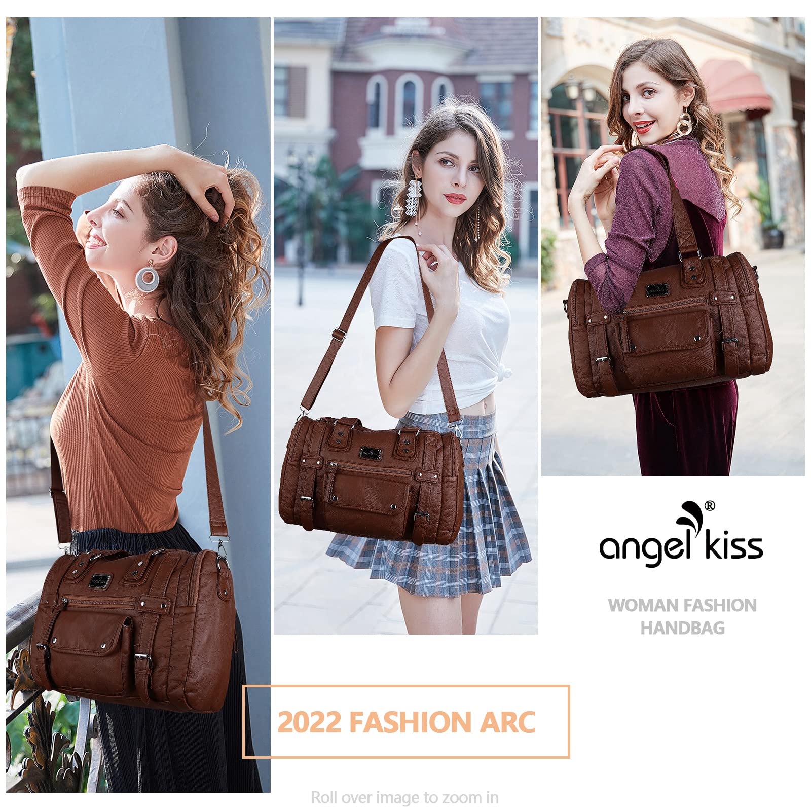 Angelkiss Women's Soft Leather Handbags - Hobo, Satchel, Shoulder & Tote Bags for Work, Travel & Everyday Use | Crossbody Purse & Fashion Accessories