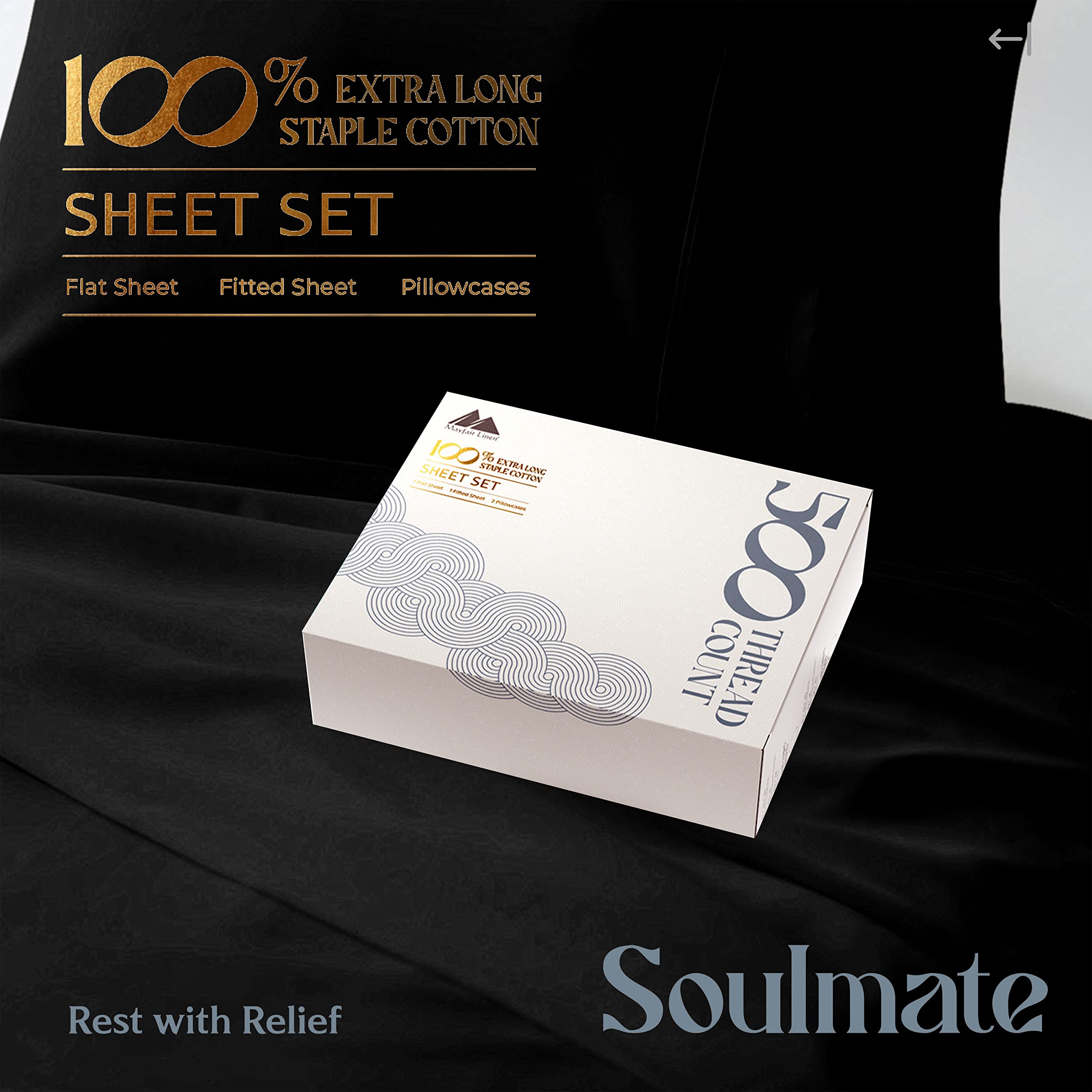 Mayfair Linen 500 Thread Count Twin XL Cotton Sheet Set - 3 Piece Soft & Cooling Sateen Bed Sheets, Hotel Quality 16