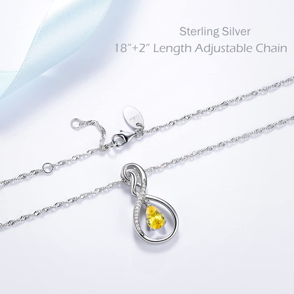 Forever Love Infinity Necklace for Women - March April May Birthstone Jewelry (Aquamarine, Emerald) - 925 Sterling Silver Birthday Gift for Wife, Mom, Her - Perfect for Anniversaries, Valentine's Day & Special Occasions