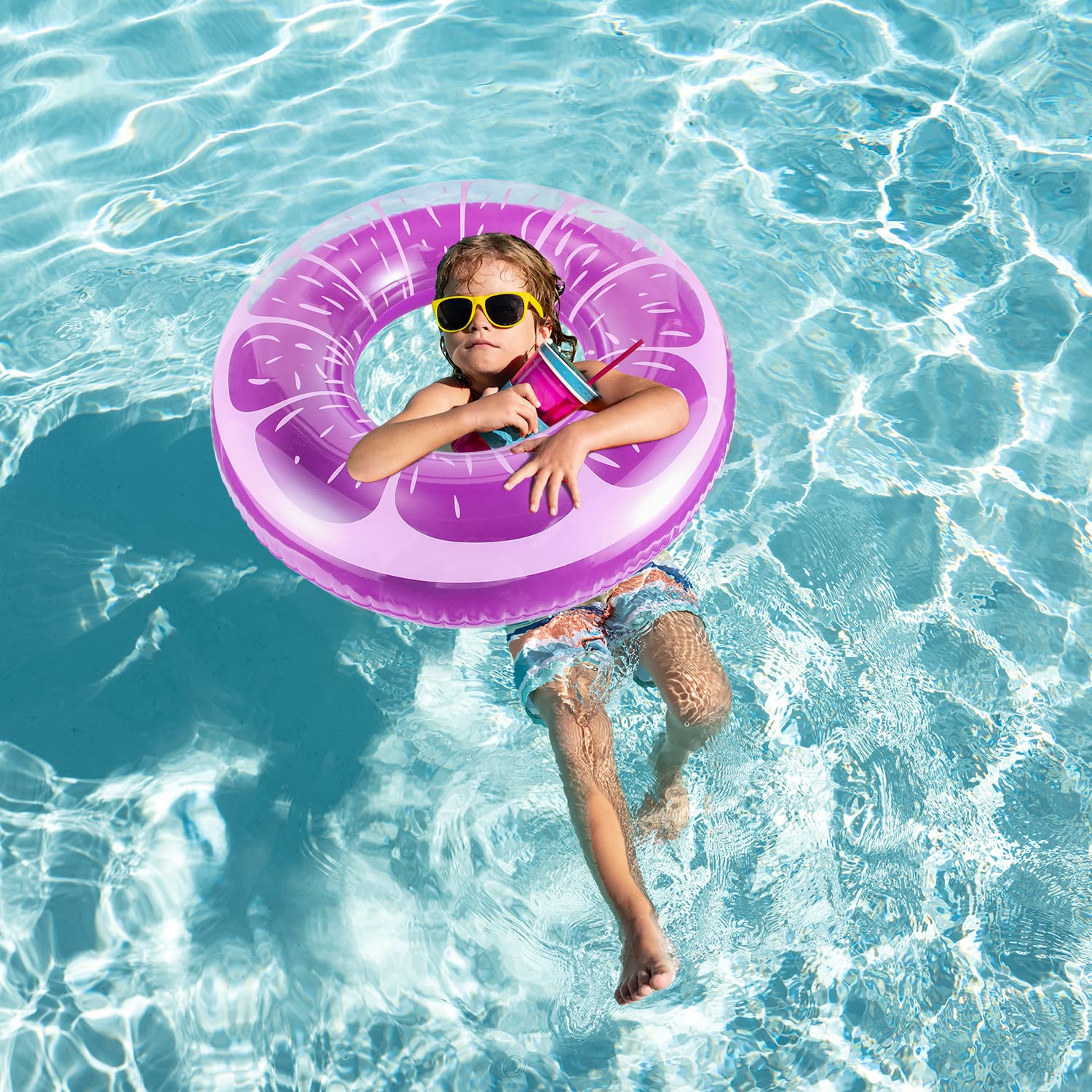 **FindUWill 6-Pack Inflatable Pool Floats for Kids & Adults - 4 Swimming Rings & 2 Beach Balls, Durable Swim Tubes & Floaties for Beach, Pool, Lake, and Summer Water Play**