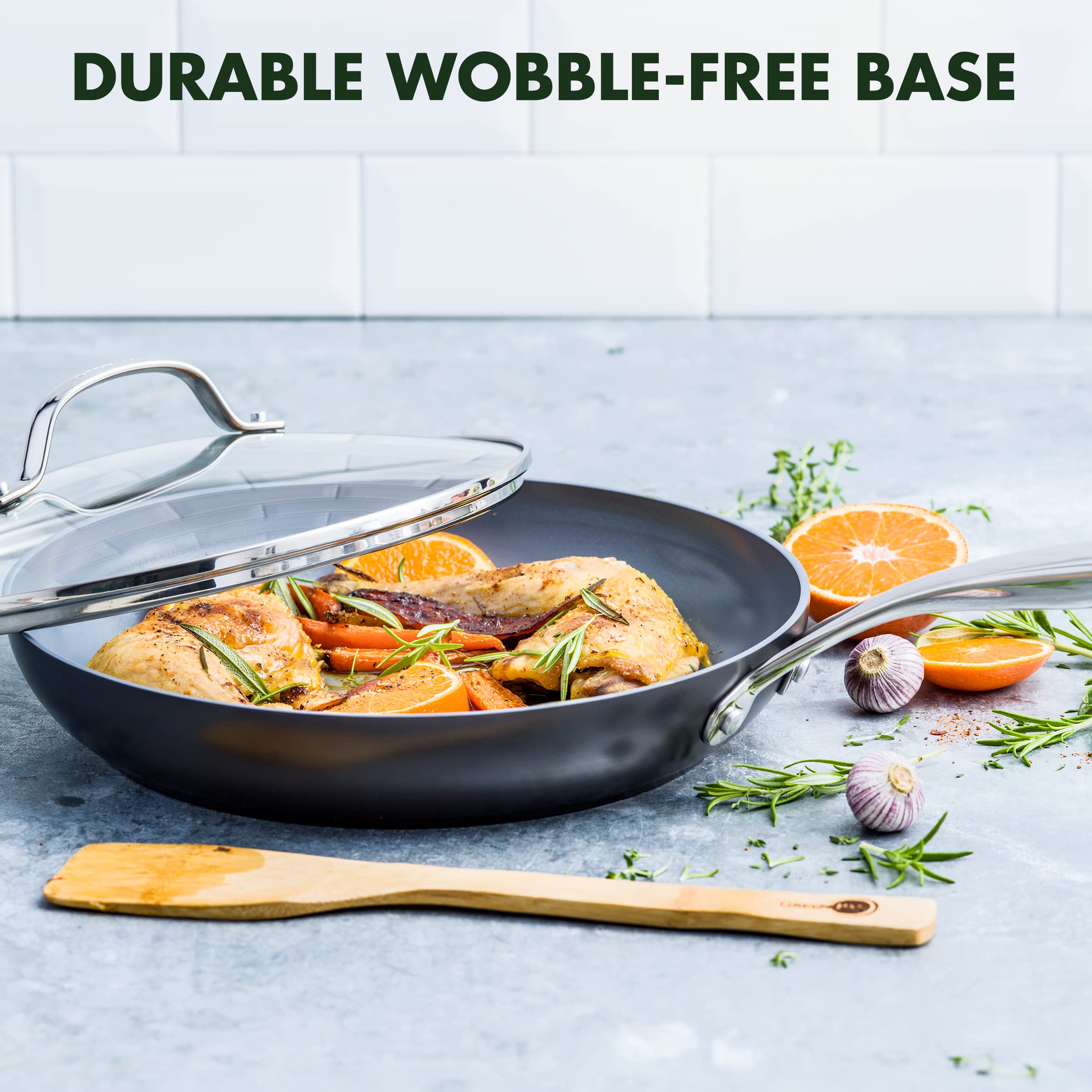 GreenPan Valencia Pro 10-Inch Nonstick Skillet with Lid - PFOA & PFAS-Free Ceramic Coating, Hard Anodized Induction Cookware - Oven & Dishwasher Safe (600°F) - Perfect for Healthy Cooking, Frying & Baking - Ideal for Home Chefs & Family Meals