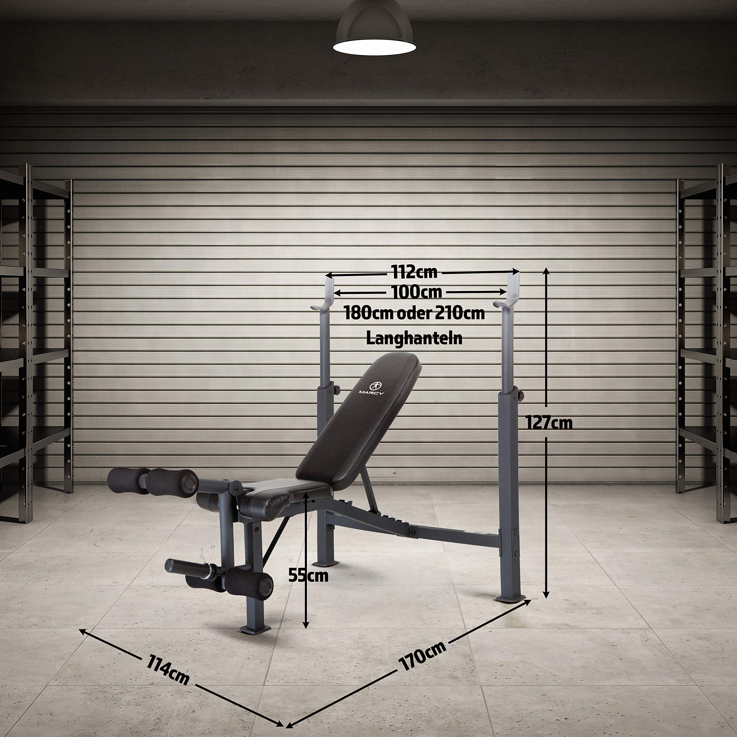 Marcy CB-729 Adjustable Olympic Weight Bench with Leg Developer - Heavy Duty Strength Training Equipment for Home Gym, Weight Lifting & Bodybuilding (Black) | Perfect for Home Workouts, CrossFit & Fitness Training