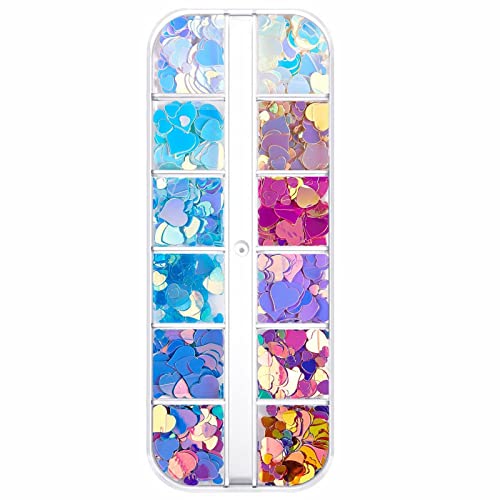 Heart-Shaped Nail Art Sequins - Glitter Heart Decorations for Nails, Face & Body - DIY Nail Accessories for Painting, Manicures & Creative Designs - Perfect for Parties, Weddings & Festive Nail Art