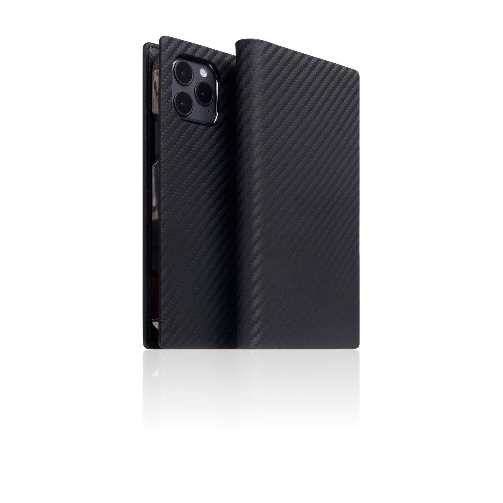 Premium SLG Italian Carbon Leather Wallet Case for iPhone 12 Pro Max - Handmade Flip Cover with Card Slots & Gift Box (Black) | Perfect for Business Professionals & Daily Commuters