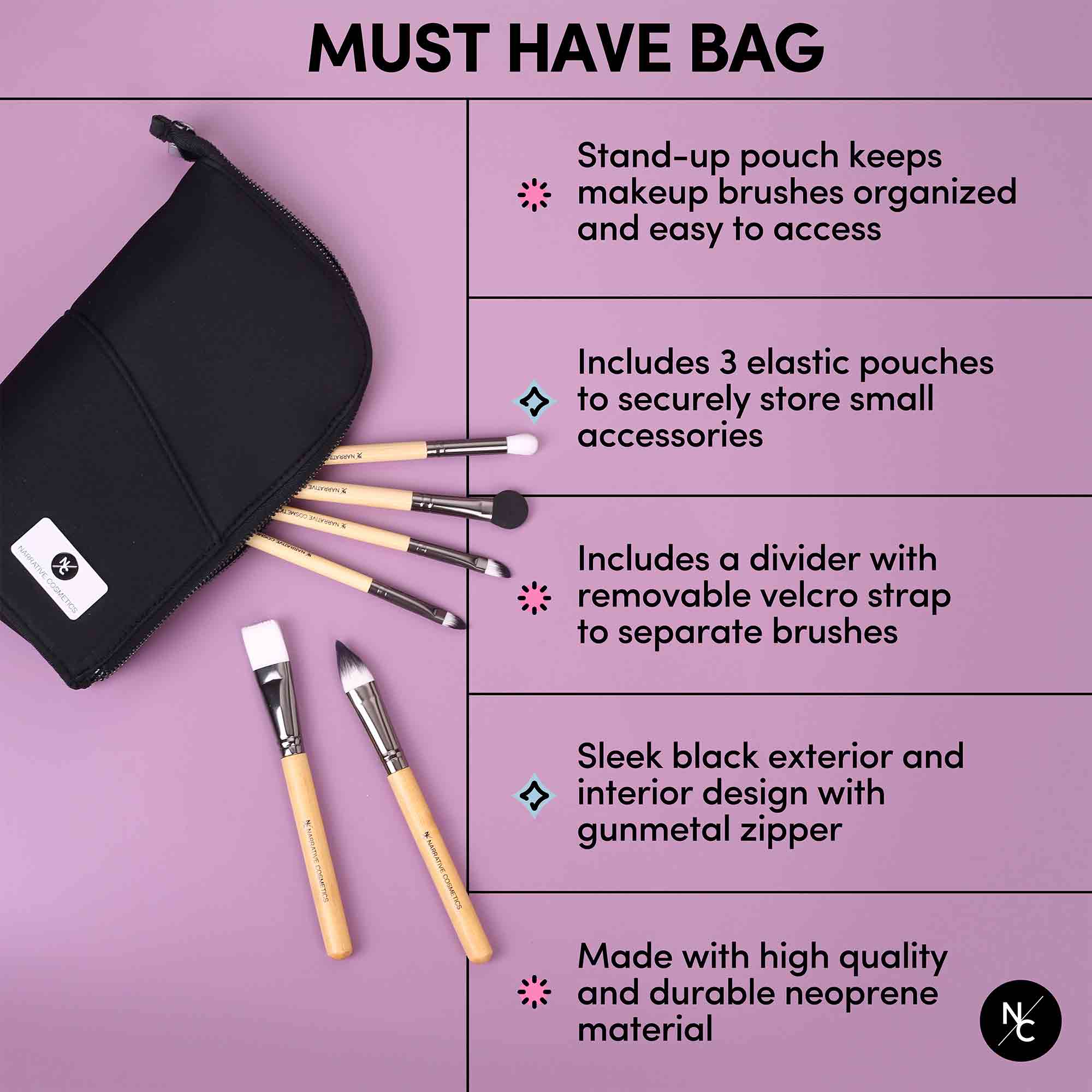 Professional Foldable Stand Up Makeup Brush Organizer Bag - Portable Travel Cosmetic Brush Holder for Makeup Artists & Enthusiasts - Perfect for Home, Salon & On-the-Go Touch Ups