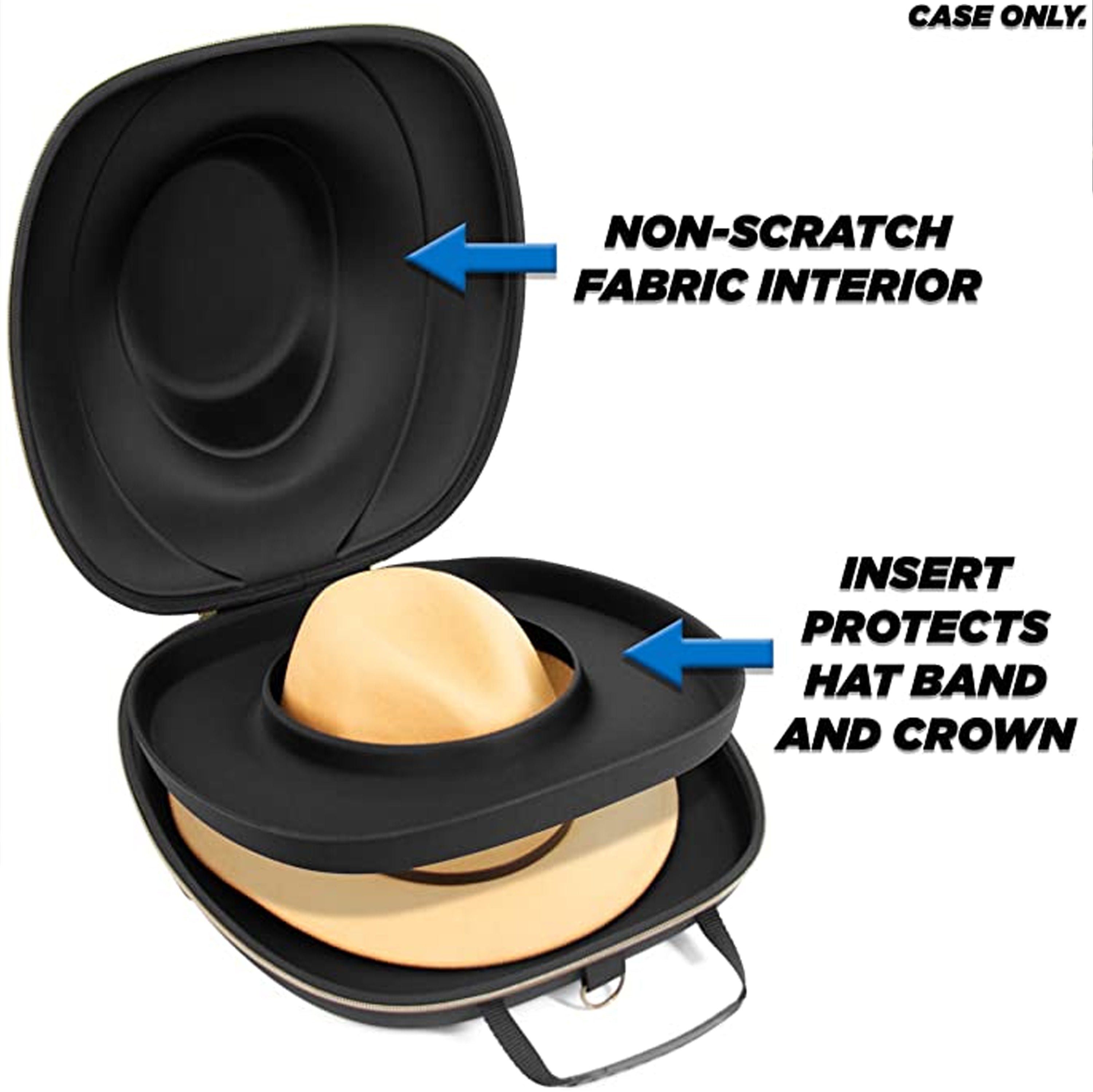 CASEMATIX Premium Hat Travel Case for Fedora, Panama, Bowler Hats - Durable Shoulder Strap & Protective Insert for Wide-Brim Hats Up to 3