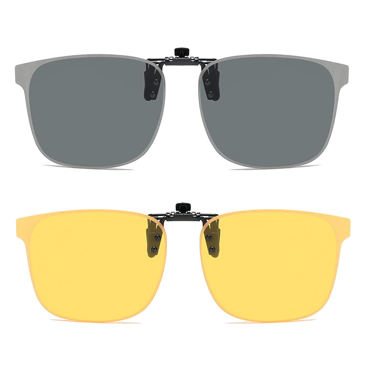 Polarized Clip-On Sunglasses for Men & Women - 2 Pack Oversized Clip On Sunglasses Over Prescription Glasses | UV Protection for Driving, Outdoor Sports & Daily Wear
