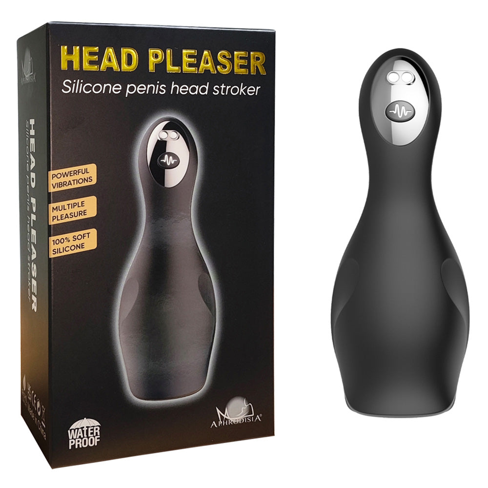 Aphrodisia Head Pleaser - Powerful Vibrating Silicone Penis Stroker for Men - Enhance Solo Play & Couples Intimacy