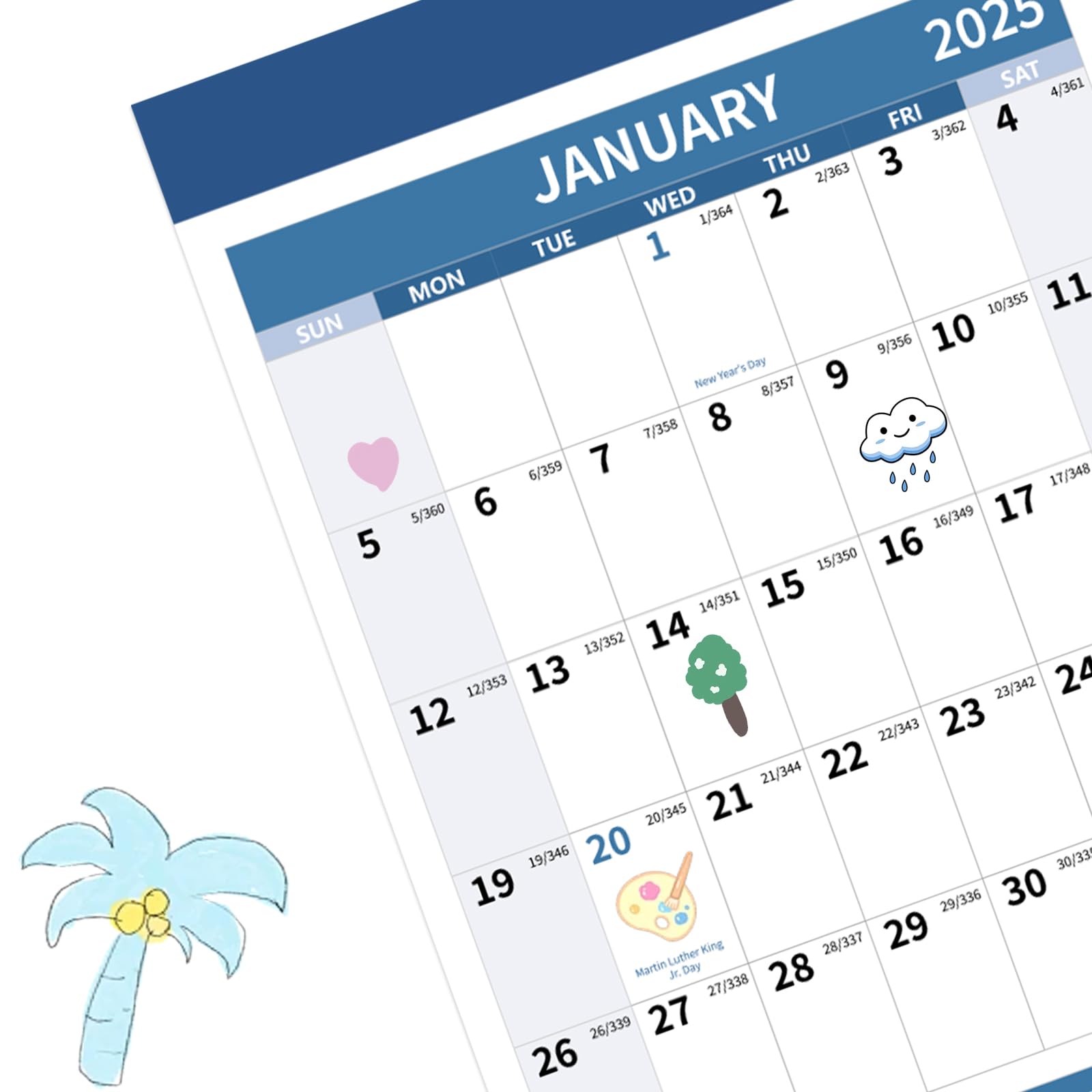 2025 Large Wall Calendar 34.8
