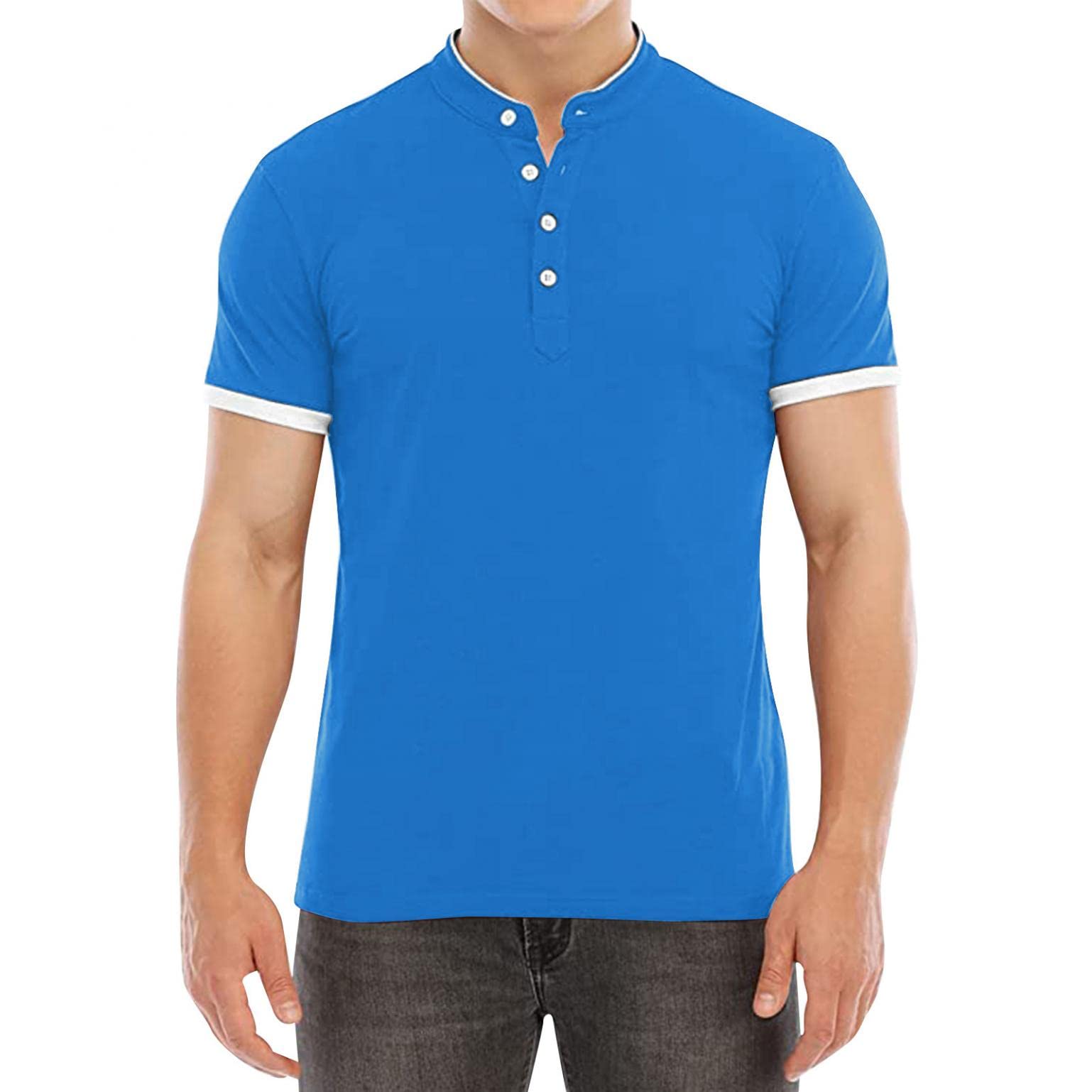 Men's Summer Graphic Polo Shirts - Solid Color Button Down Stand Collar T-Shirts & Henley Tops | Casual Wear, Outdoor Activities & Office Attire