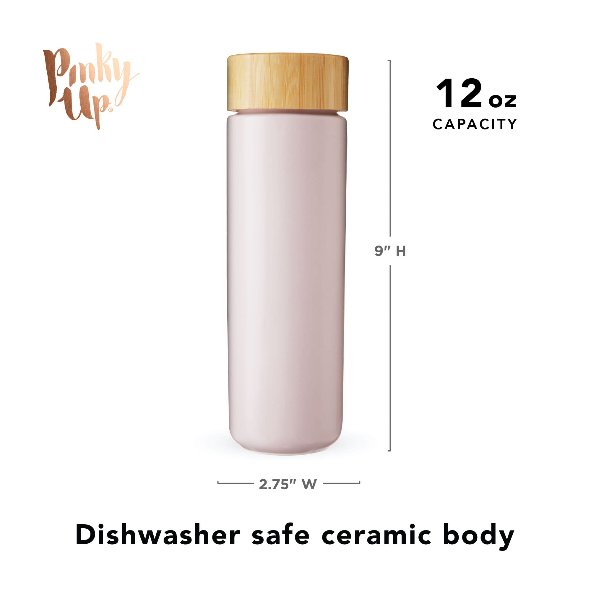 Pinky Up Tatyana Ceramic Tea Infuser Mug with Lid - 12oz Lavender Bamboo & Stainless Steel Tea Cup - Perfect for Loose Leaf Tea, Office, Home & Gifts