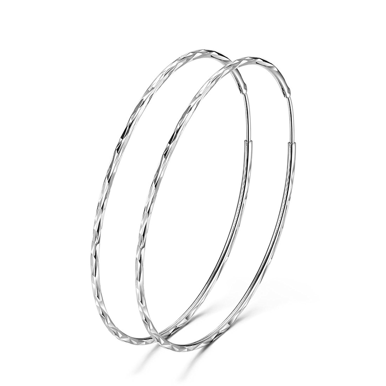 POPLYKE 925 Sterling Silver Circle Hoop Earrings for Women - Endless Hoop Earrings in 20mm, 30mm, 40mm, 50mm, 60mm, 70mm - Hypoallergenic Dainty Hoops for Everyday Wear, Gift, Party & Work