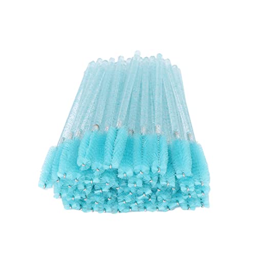 50pcs Disposable Eyelash Brushes - Portable Mascara Brush Wands for Eyebrow & Eyelash Makeup - Light Blue Makeup Applicator Tools | Perfect for Salon, Home Use & Travel Makeup Kit
