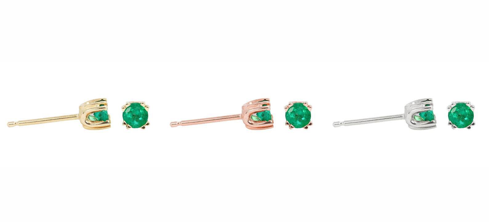 0.35tcw AAA Natural Round Emerald Stud Earrings in 14K Gold - Perfect for Weddings, Parties & Everyday Elegance