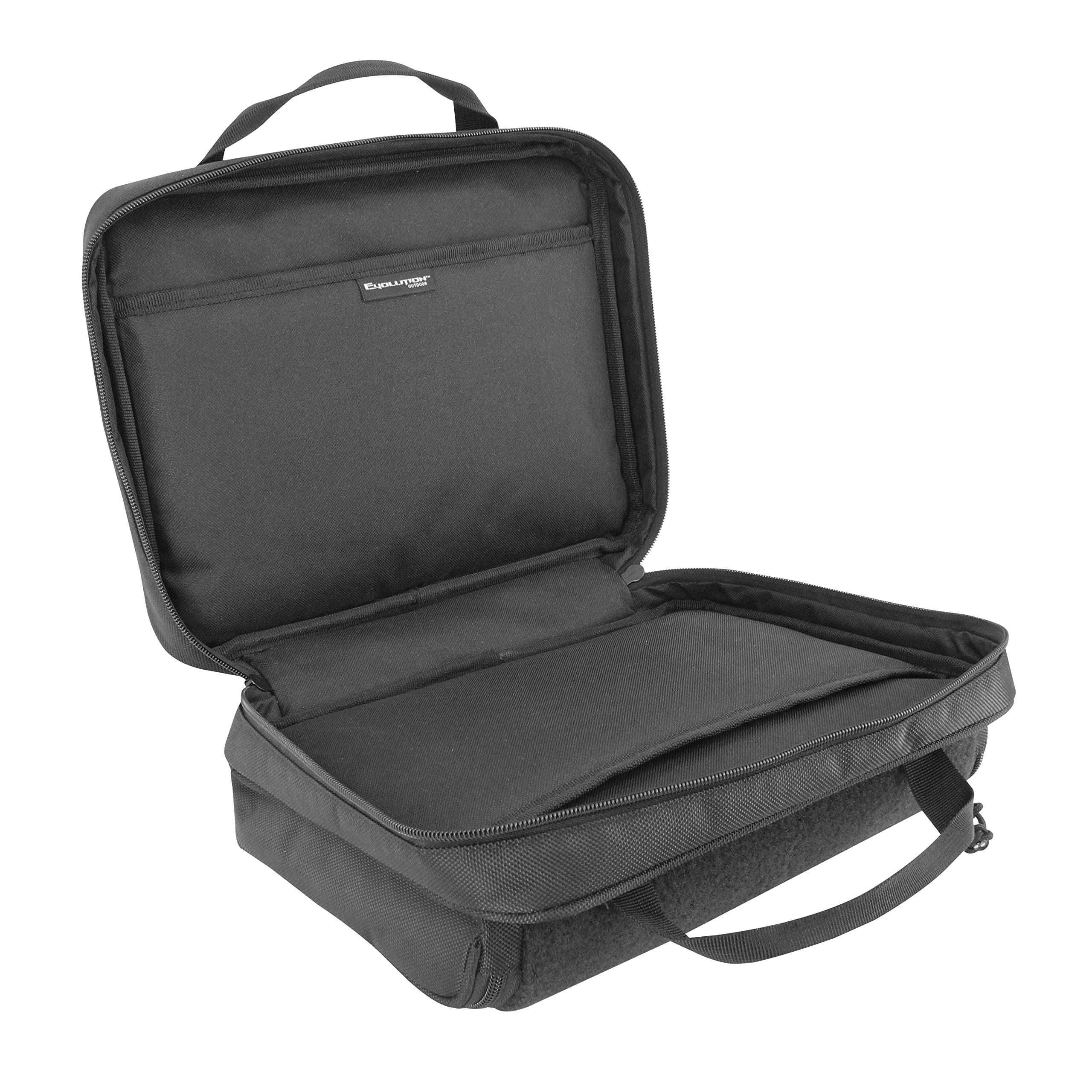 Evolution Outdoor Tactical XL Double Pistol Case - 13 Inch 1680D Heavy Duty Tactical Gear, Soft Gun Storage Bag for 2 Handguns, Black Firearm Protection Case | Perfect for Range Shooting, Travel & Secure Weapon Transport