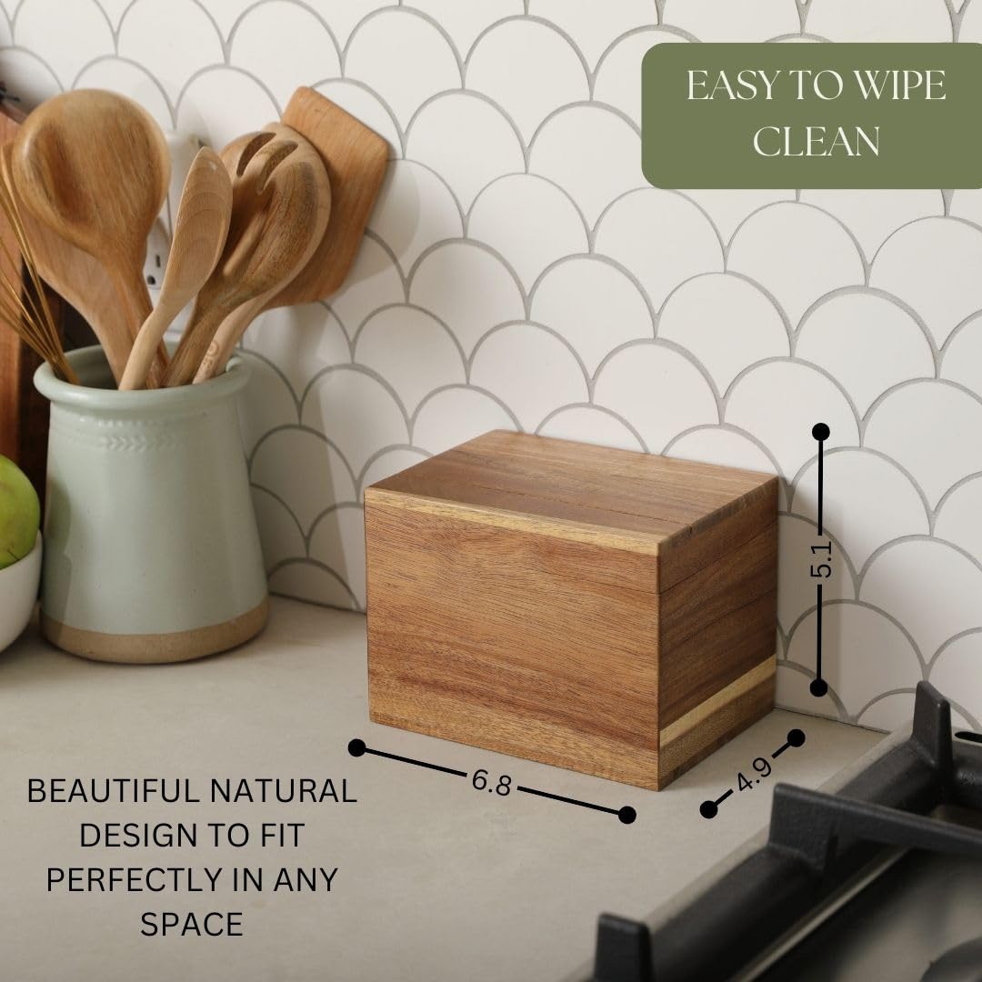 Wooden Recipe Box with Removable Centerpiece, Double-Sided Waterproof 4x6 Recipe Cards & Dividers | Recipe Organizer Box Set for Kitchen, Home, and Gift Giving | Perfect for Storing Family Recipes and Meal Planning