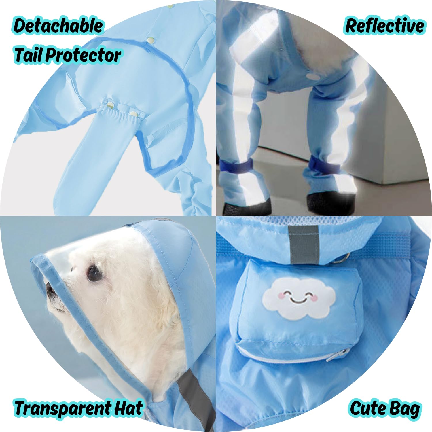 Waterproof Reflective Dog Raincoat & Rain Boots Set for Small to Medium Dogs - Full-Coverage Pet Jacket with Backpack (Blue, Size S) - Perfect for Rainy Day Walks & Outdoor Adventures