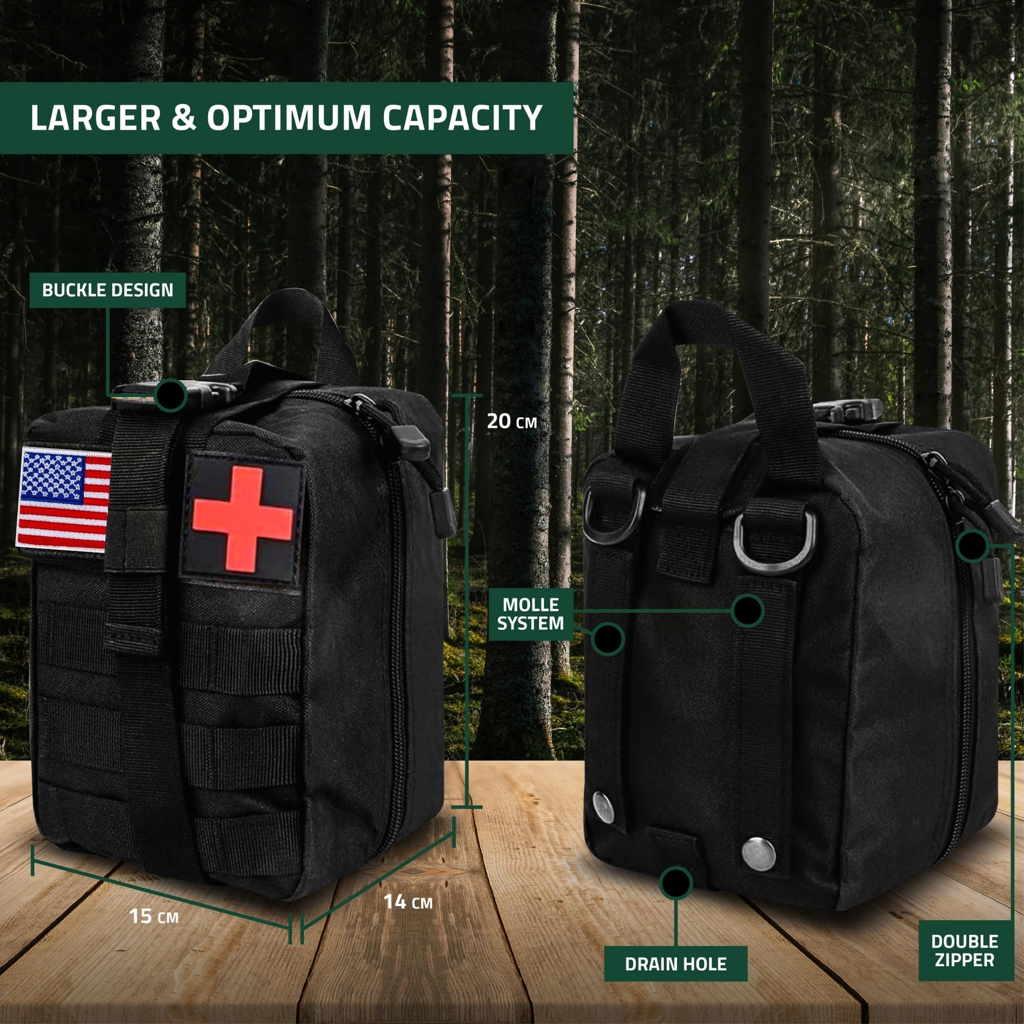 Emergency Survival Kit & First Aid Kit - Professional Outdoor Gear for Camping, Hiking, Hunting & Adventure | Molle System Survival Equipment for Wilderness Emergencies & Disaster Preparedness