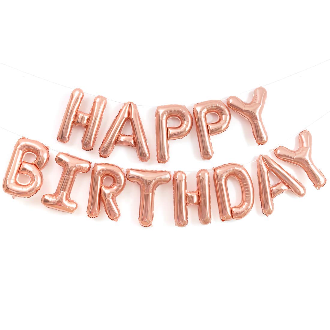 16 Inch Rose Gold Happy Birthday Balloons Banner - Aluminum Foil Letter Balloons for Birthday Party Decorations, Baby Shower & Anniversary Celebrations