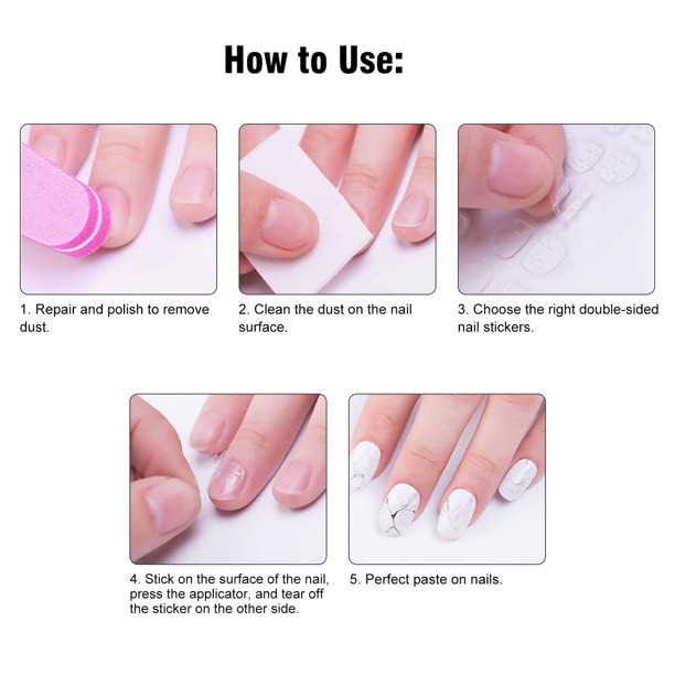 Nyamah Double-Sided Nail Glue Stickers - Waterproof Nail Adhesive Tabs for Fake Nails & False Nail Tips - Transparent Flexible Nail Glue (5 Sheets) - Perfect for Salon, Home Manicures & Nail Extensions
