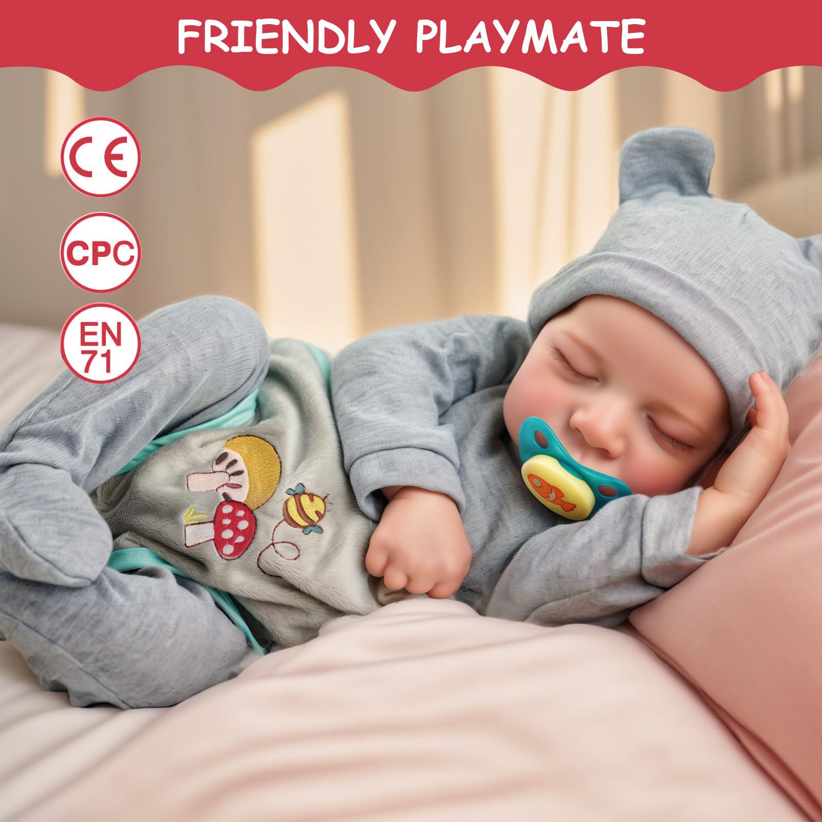 JIZHI 17 Inch Lifelike Reborn Baby Doll - Realistic Newborn Baby Boy Doll with Poseable Vinyl Body & Feeding Kit | Perfect Gift for Kids 3+ | Great for Role Play, Parenting Practice & Collectors