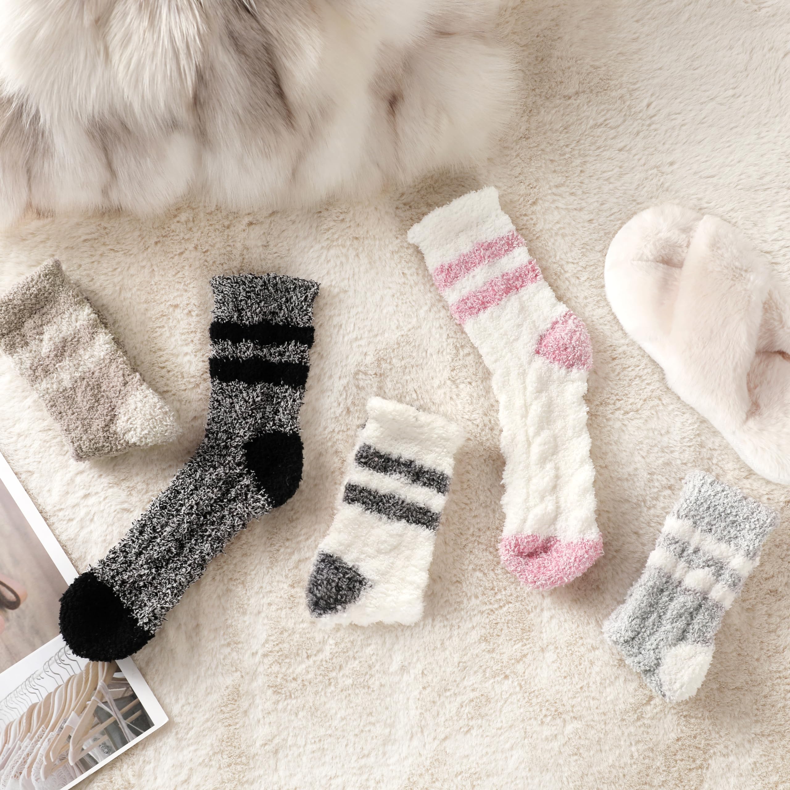 Ultra Soft Women's Fuzzy Socks - Cozy Winter Warm Slipper Socks for Sleeping & Lounging at Home | Gradient Design for Comfort