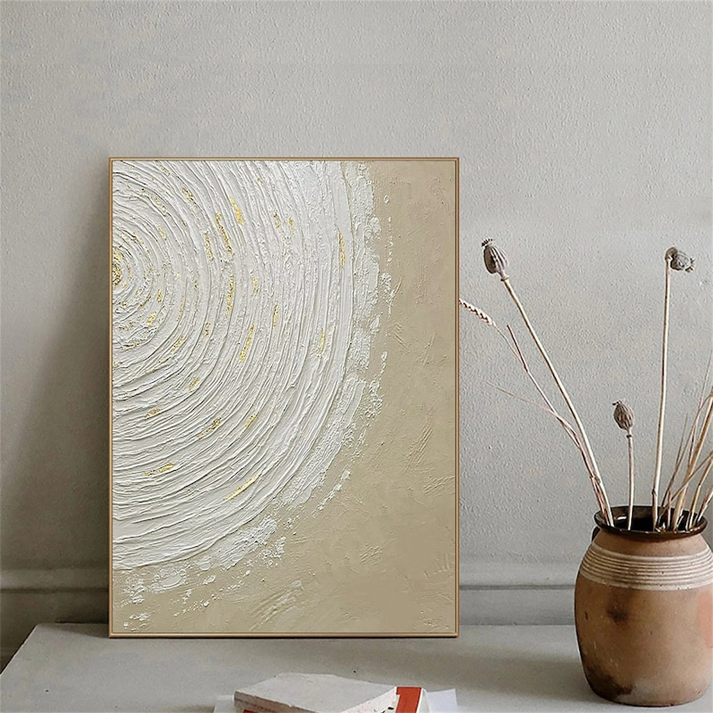 Beige & Brown Abstract Wall Art Canvas Print #BB089 - Modern Home Decor for Living Room, Bedroom & Office