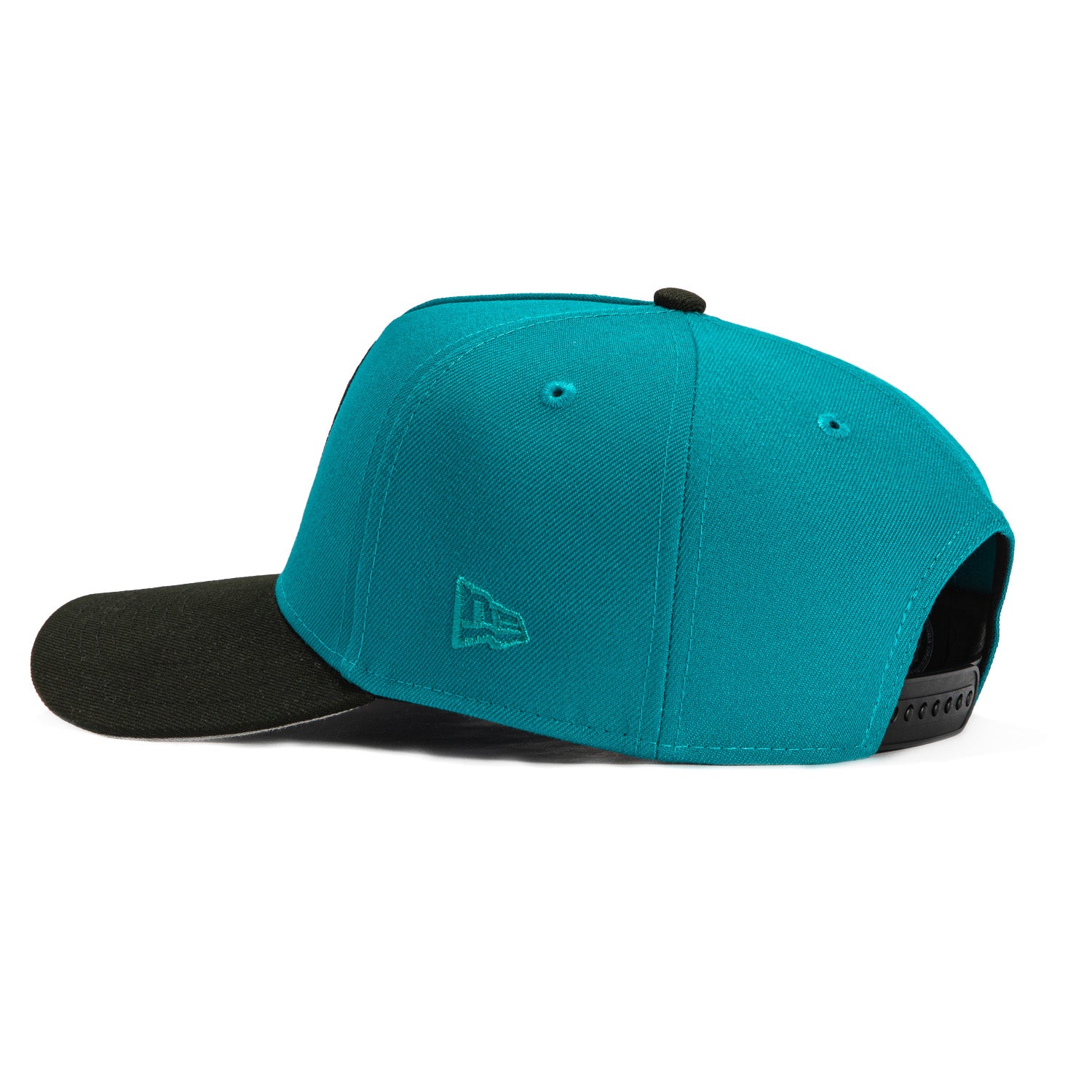New Era 9Forty A-Frame Snapback Hat with San Jose Sharks Logo & SJ Sharkie Mascot Patch - Teal & Black - Perfect for Baseball Games, Sports Events & Streetwear Fashion