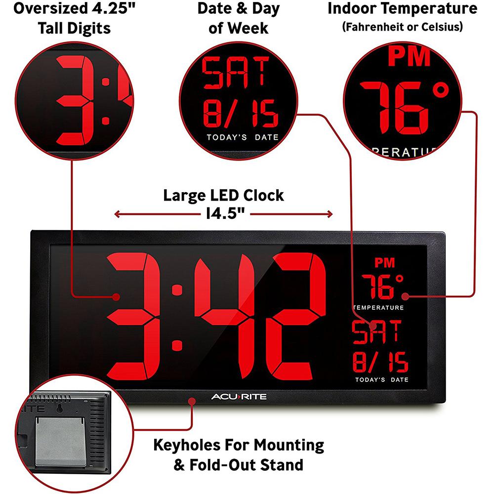AcuRite Digital Alarm Clock with 14.5