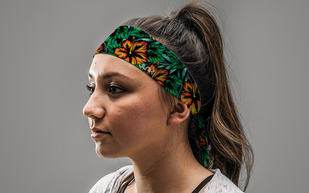 Stylish Island Luau Flex Tie Headband for Women - Adjustable Floral Hair Accessory for Beach, Summer, and Hawaiian Themed Parties