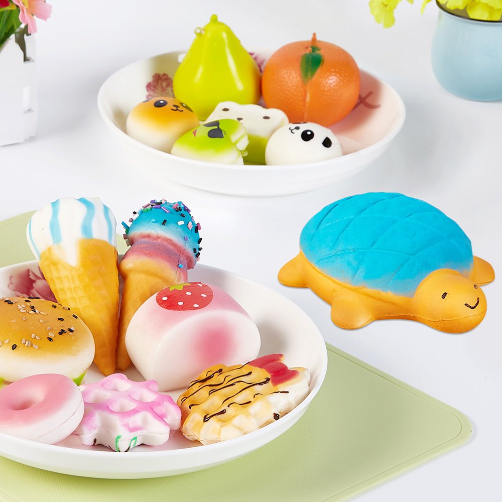 BUDI Upgraded 30Pcs Kawaii Squishies - Super Slow Rising Squeeze Fidget Toys for Stress Relief, Random Cute Animal Phone Straps - Perfect for Adults & Kids Birthday Favors, Treasure Box Fillers, Pinata Toys, and Pretend Play Scenarios